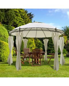 Gazebo Rotondo con Tende 3,5 x 2,7 m