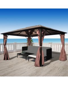 Gazebo con Tenda Marrone in Alluminio 400 x 300 cm