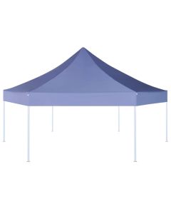 Gazebo Pieghevole Esagonale Pop-Up Blu Scuro 3,6x3,1 m