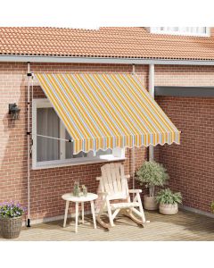 Tenda da Sole Retrattile Manuale 250 cm a Strisce Blu e Gialle