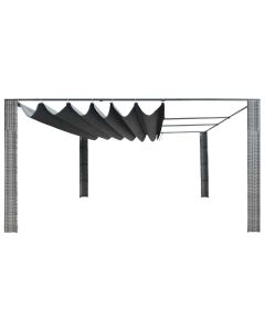 Gazebo Tetto Mobile Polyrattan 400x400x200cm Grigio e Antracite