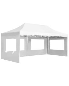 Gazebo Professionale Pieghevole Alluminio e Pareti 6x3m Bianco