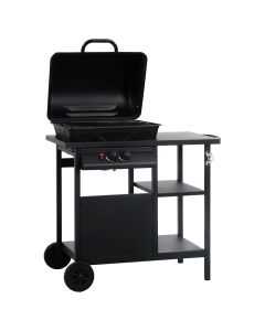 Barbecue e Griglia a Gas con 3 Ripiani Nero