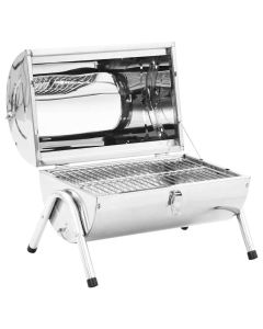 Barbecue da Tavolo Portatile in Acciaio Inox con Doppia Griglia