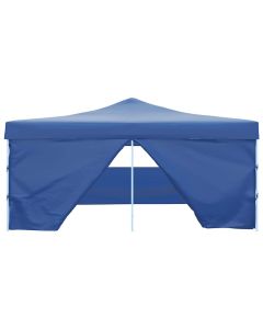 Gazebo Pieghevole con 4 Pareti 5x5 m Blu
