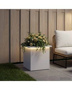 Fioriera da giardino con LED Bianco 40 x 40 x 40 cm Acciaio