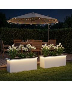Fioriera da giardino con LED 2 pz Bianco 40 x 100 x 40 cm