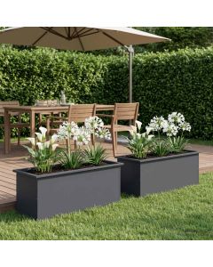 Fioriera da giardino con LED 2 pz Antracite 40 x 100 x 40 cm