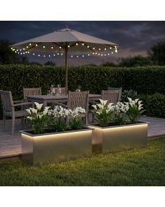 Fioriera da giardino con LED 2 pz Argento 40 x 100 x 40 cm