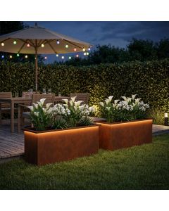 Fioriera da giardino con LED 2 pz Ruggine 40 x 100 x 40 cm