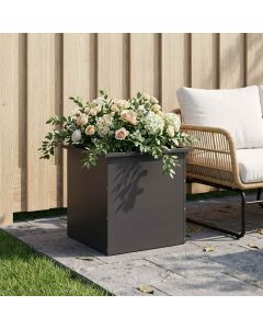 Fioriera da giardino con LED Nero 50 x 50 x 48 cm Acciaio
