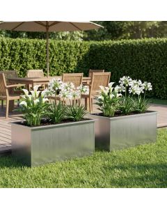 Fioriera da giardino con LED 2 pz Argento 50 x 80 x 48 cm