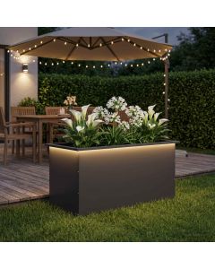 Fioriera da giardino con LED Nero 50 x 100 x 48 cm Acciaio