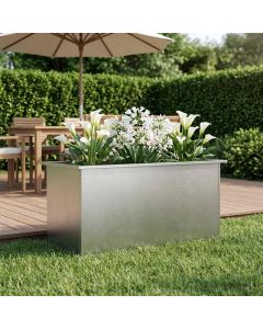 Fioriera da giardino con LED Argento 50 x 100 x 48 cm