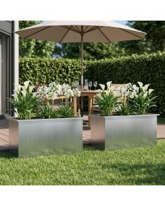 Fioriera da giardino con LED 2 pz Argento 50 x 100 x 48 cm