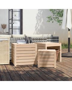 Set Cassette da Giardino 3 pz in Legno Massello di Pino