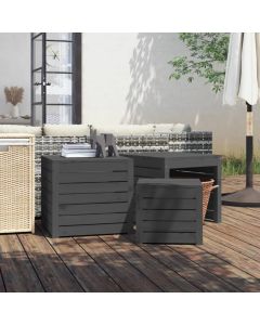 Set Cassette da Giardino 3 pz Grigio in Legno Massello di Pino
