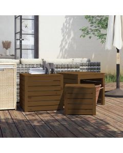 Set Cassette da Giardino 3 pz Ambra in Legno Massello di Pino