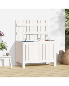 Contenitore Giardino Bianco 76x42,5x54cm Legno Massello di Pino