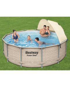 Bestway Set Piscina con Tettoia Power Steel 396x107 cm