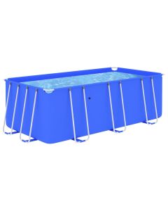 Piscina con Telaio in Acciaio 400x207x122 cm Blu