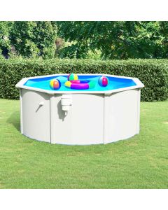 Piscina con Pareti in Acciaio 300x120 cm Bianca