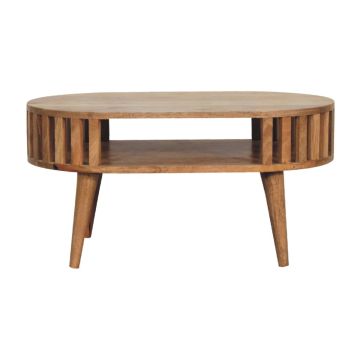 Tavolino da Salotto in Legno Massello Stile Giapponese – Finitura Oak