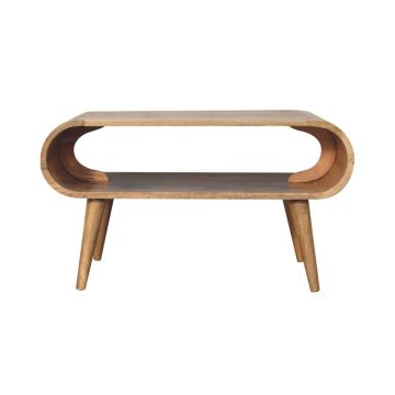Tavolino Basso Aperto in Legno Massello Finitura Rovere