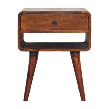 Avora Chestnut Nightstand with Drawer and open slot