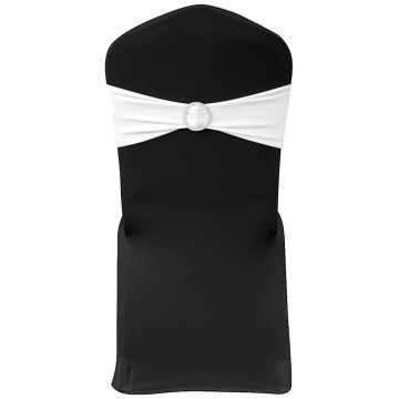 Fascia Elasticizzata Bianca Decorativa Sedia con Fibbia Diamante 25 pz