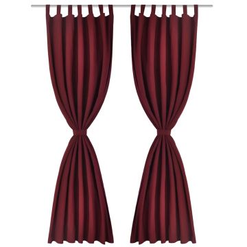 Tende in Micro-Raso Bordò 2 pz con Occhielli 140 x 175 cm