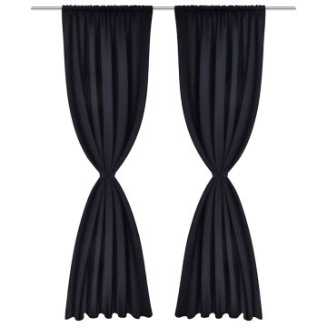 Tende Oscuranti Nere 2 pz con Orlo Ribattuto 135 x 245 cm