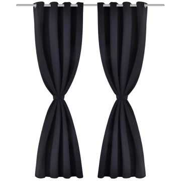 2 Pz Tende Oscuranti con Occhielli in Metallo 135x175 cm Nere