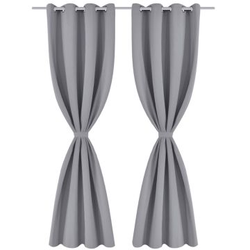2 Pz Tende Oscuranti con Occhielli in Metallo 135x175 cm Grigie