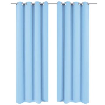 Tenda Oscurante con Occhielli in Metallo 270x245 cm Turchese
