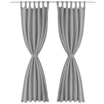 2 Pz Tende in Micro Raso con Passanti 140x225 cm Grigie