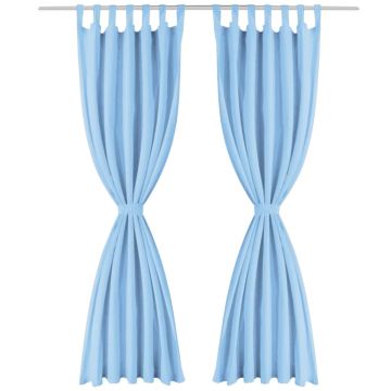 2 Pz Tende in Micro Raso con Passanti 140x175 cm Turchesi