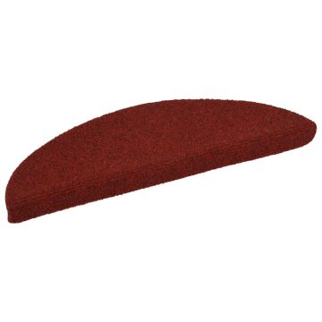 Tappetini per scale autoadesivi 15 pz 56x17x3 cm Bordeaux Rosso Semicircolari