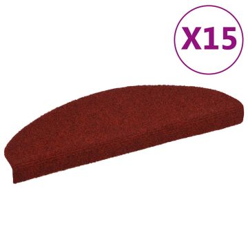 Tappetini per scale autoadesivi 15 pz 65x21x4 cm Bordeaux Rosso Semicircolari Grandi