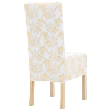 Coprisedia Elasticizzato Piano 4 pz Bianco con Stampa Dorata