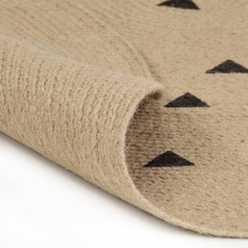 Tappeto Lavorato a Mano in Juta con Stampa a Triangoli 90 cm