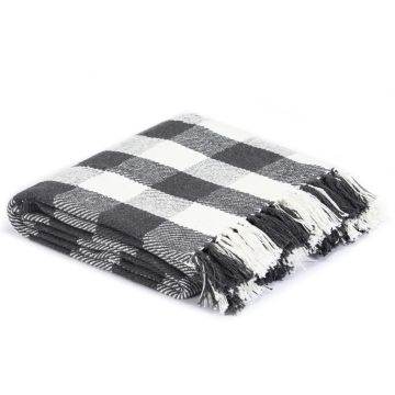 Copriletto a Quadri in Cotone 125x150 cm Antracite