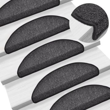 Tappetini per scale 15 pz 56 x 17 x 3 cm Non-Slip Antracite