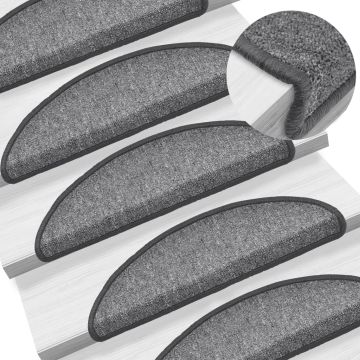 Tappetini per scale 15 pz 56 x 17 x 3 cm Non-Slip Grigio Scuro