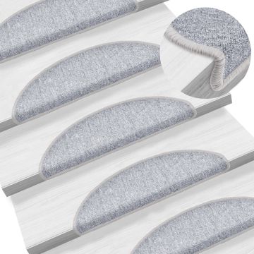 Tappetini per scale 15 pz 56 x 17 x 3 cm Non-Slip Grigio Chiaro