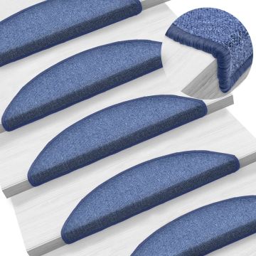 Tappetini per scale 15 pz 56 x 17 x 3 cm Non-Slip Blu