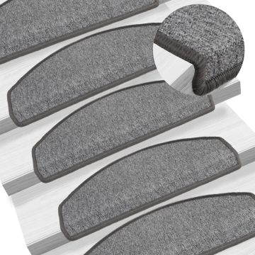 Tappetini per scale 15 pz 65x24x4 cm Grigio scuro Semicircolari Grandi
