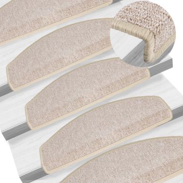 Tappetini per scale 15 pz 65x24x4 cm tortora semicircolari grandi