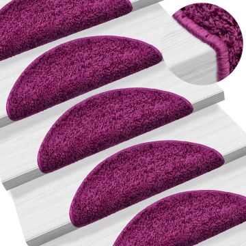 Tappetini per scale 15 pz 56x17x3 cm Viola Semicircolari