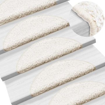 Tappetini per scale 15 pz 56x17x3 cm Bianco Semicircolari